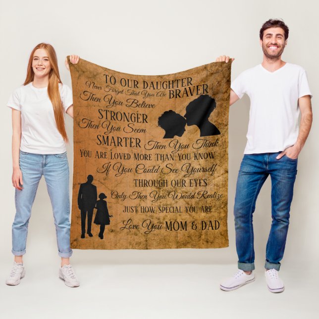 Till min dotter från Mamma & Pappa Fleecefilt (På plats)