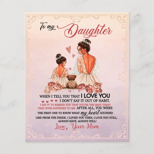Till Min Dotter Gåva, Dotter Och Mamma, Kärleksbre Flygblad (Framsidan)