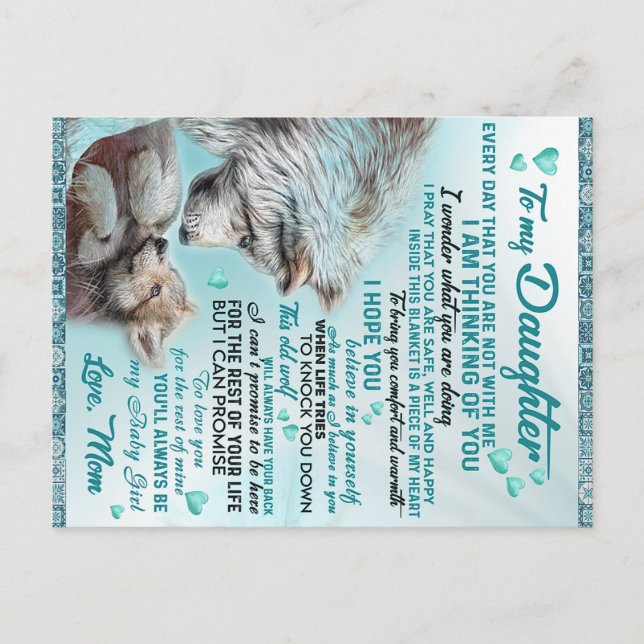 Till min dotter Lejon Familj Presenter, Dotters fö Vykort (Framsida)