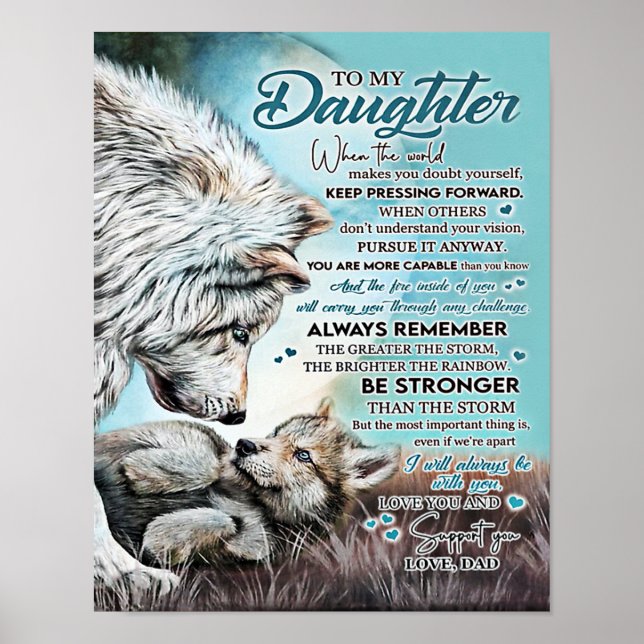 Till min dotter Lejon Familjefytt, Dotter Birthday Poster (Framsidan)