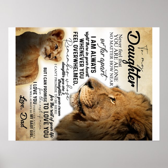 Till min dotter Lejon Familjefytt, Dotter Birthday Poster (Framsidan)