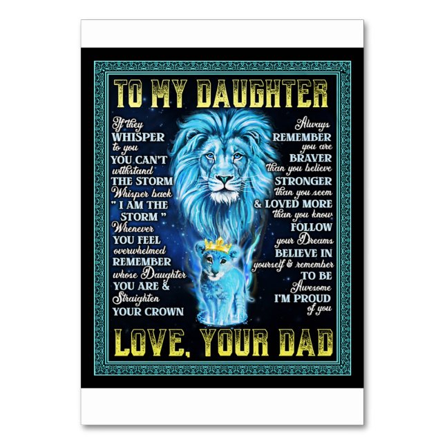 Till min dotter Lejona gåva från Lejona Pappa Bordsnummer (Framsidan)