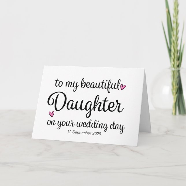 Till min dotter på hennes bröllopsdag för brud kort (Framsida)