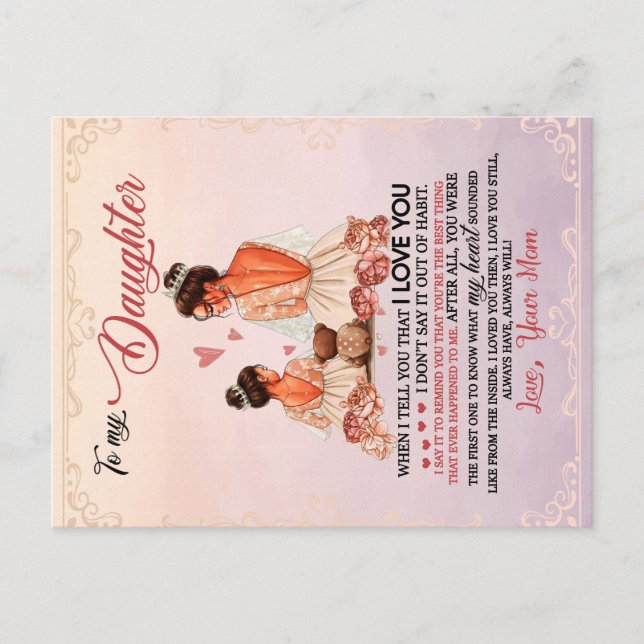 Till Min Dotter Present, Dotter Och Mamma, Kärleks Meddelande Vykort (Framsida)