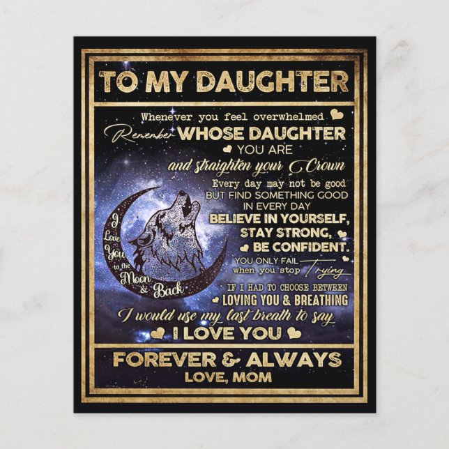 Till min dotter Varg Birthday Gift, Lusnyj Gift Flygblad (Framsidan)