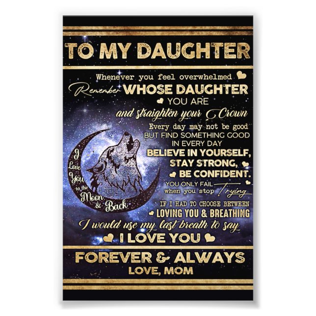 Till min dotter Varg Birthday Gift, Lusnyj Gift Fototryck (Framsidan)