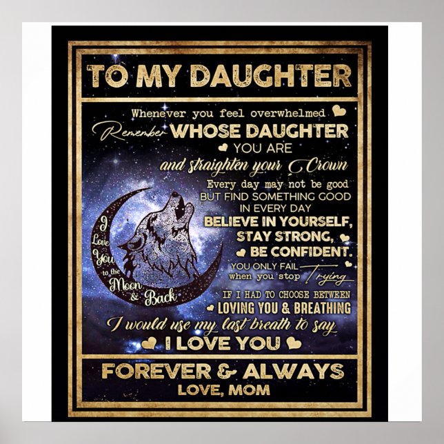 Till min dotter Varg Birthday Gift, Lusnyj Gift Poster (Framsidan)