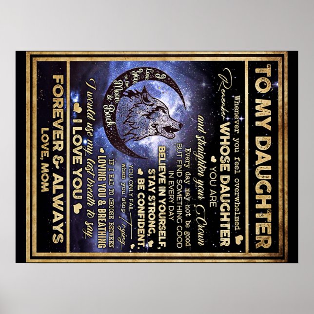Till min dotter Varg Birthday Gift, Lusnyj Gift Poster (Framsidan)