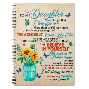 Till min dottergåva,Butterfly Älskare,Solrosgåv Anteckningsbok
