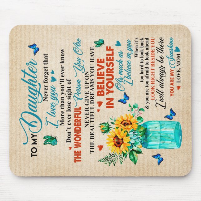 Till min dottergåva,Butterfly Älskare,Solrosgåva Musmatta (Framsidan)