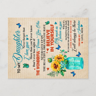 Till min dottergåva,Butterfly Älskare,Solrosgåva Vykort
