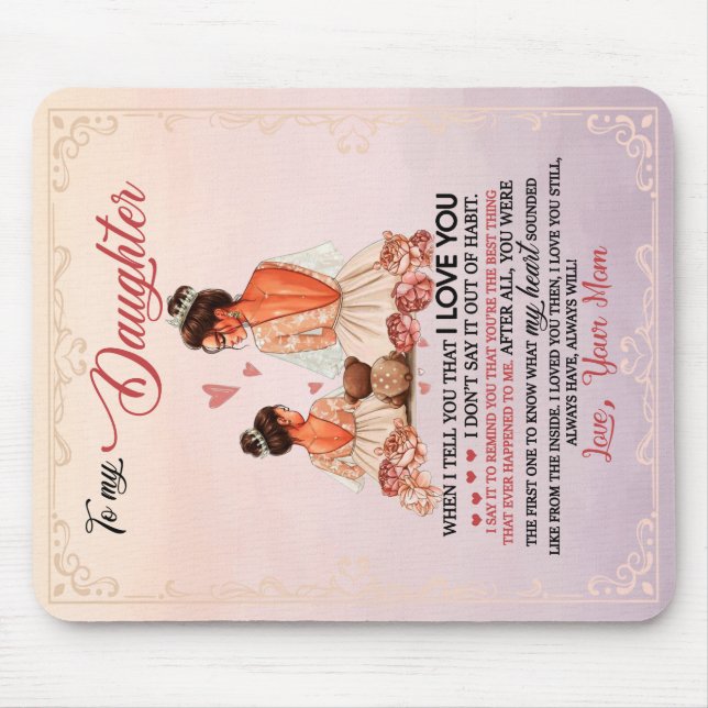 Till min dottergåva, dotter och Mamma, Kärlek Brev Musmatta (Framsidan)