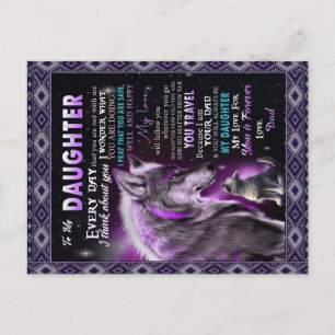 Till min dottergåva, dotter och Pappa, Varg Älskar Meddelande Vykort