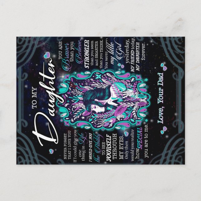 Till min dottergåva från Brev till dotter från Pap Meddelande Vykort (Framsida)