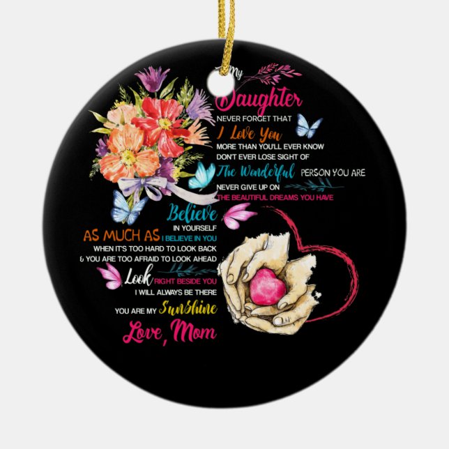 Till min dottergåva från Mamma matchande familj Julgransprydnad Keramik (Framsidan)