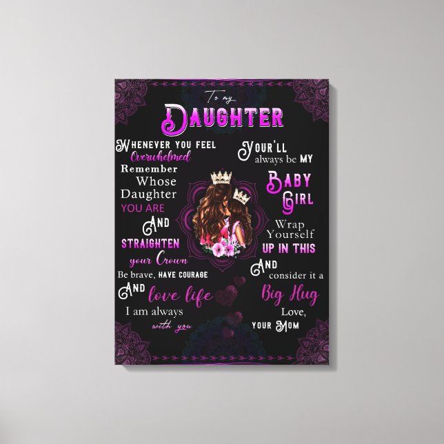 Till min dottergåva, Kärlek-Brev-dottern och Mamma Canvastryck (Framsida)