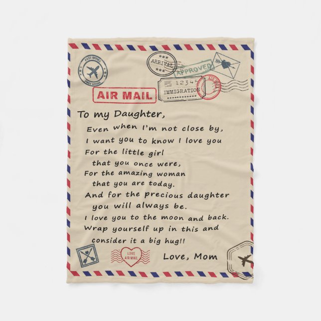 Till min dottergåva, Kärlek-Brev-dottern och Mamma Fleecefilt (Framsidan)