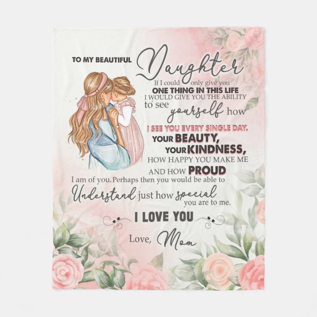 Till min dottergåva, Kärlek-Brev-dottern och Mamma Fleecefilt (Framsidan)