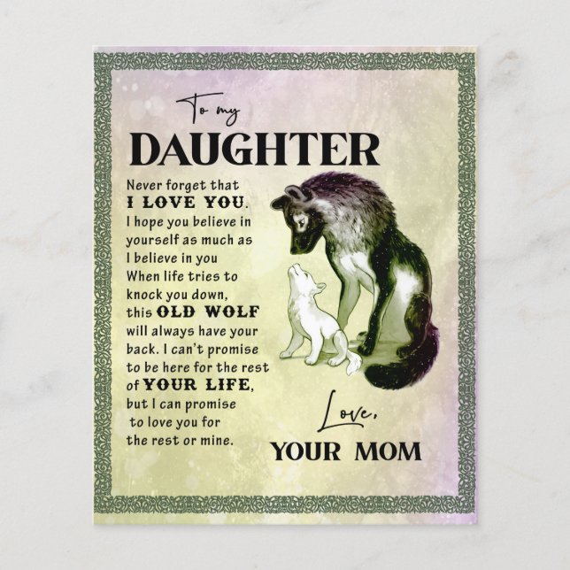 Till min dottergåva, Kärlek-Brev-dottern och Mamma Flygblad (Framsidan)