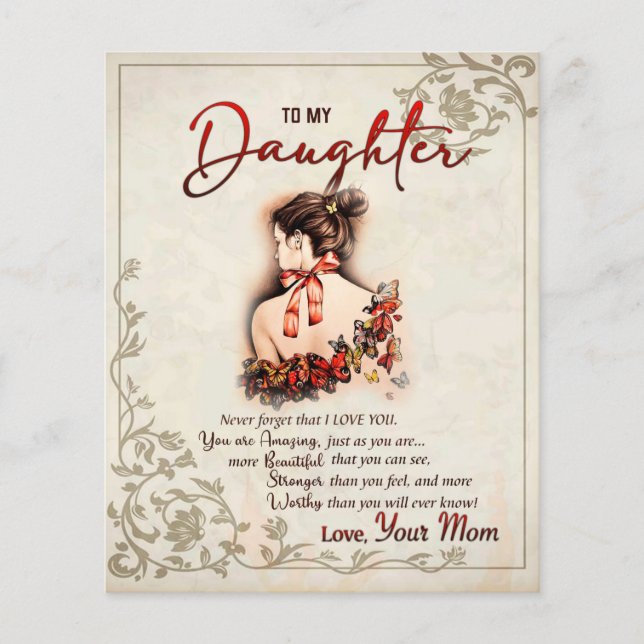 Till min dottergåva, Kärlek-Brev-dottern och Mamma Flygblad (Framsidan)