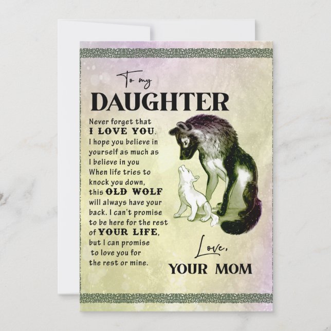 Till min dottergåva, Kärlek-Brev-dottern och Mamma Julkort (Framsida)