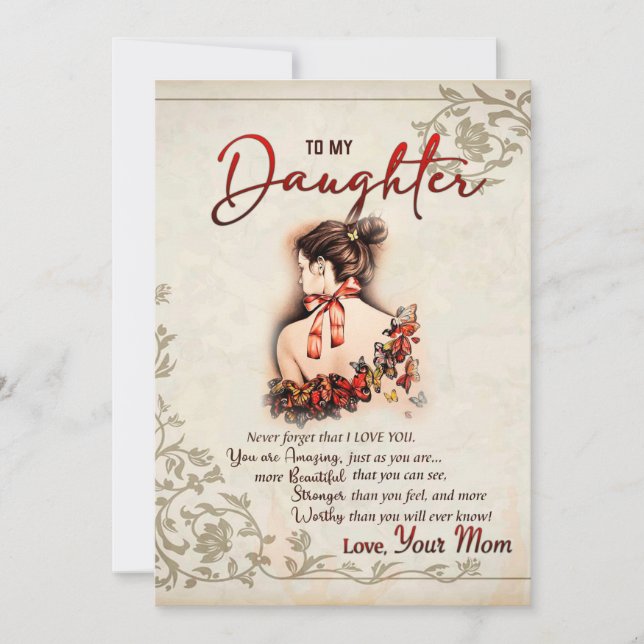 Till min dottergåva, Kärlek-Brev-dottern och Mamma Julkort (Framsida)