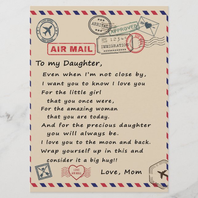 Till min dottergåva, Kärlek-Brev-dottern och Mamma Meny (Framsida)