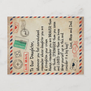 Till min dottergåva, Kärlek Brev till vår dotter Meddelande Vykort