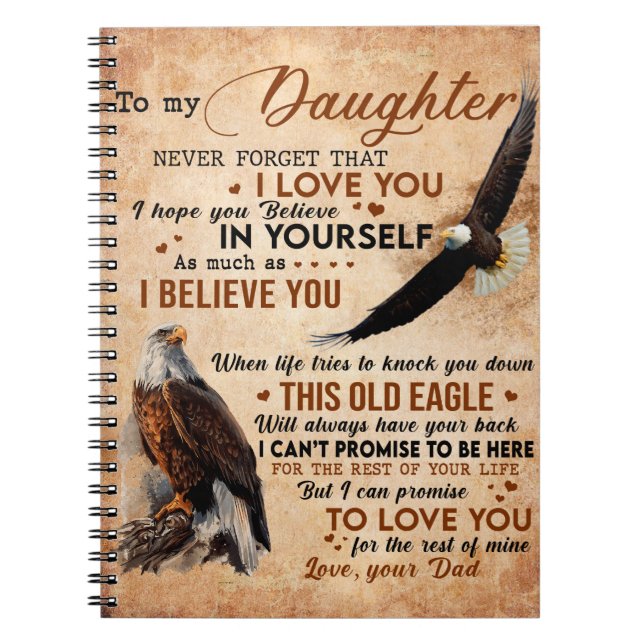 Till min dottergåva, Pappa och dotter, Eagle Älska Anteckningsbok (Framsidan)