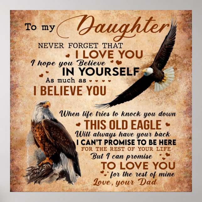 Till min dottergåva, Pappa och dotter, Eagle Älska Poster (Framsidan)