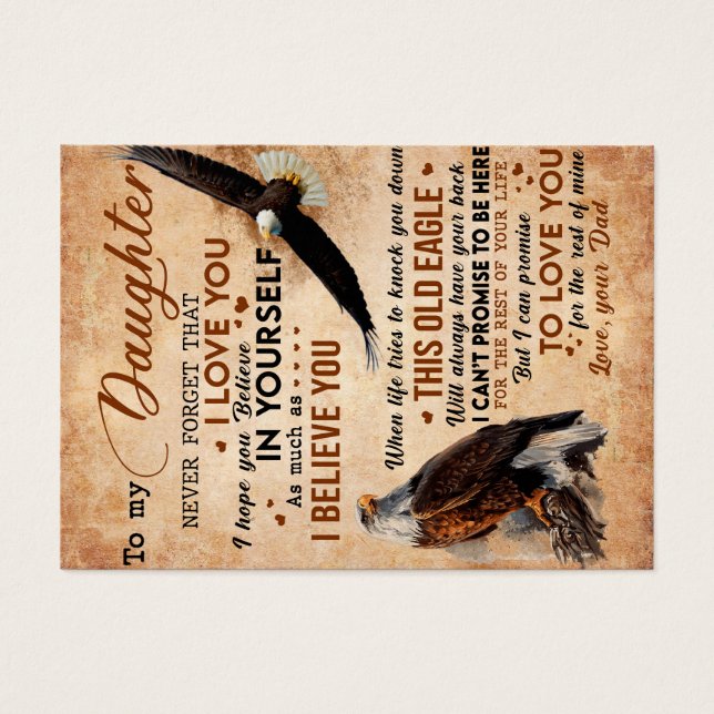 Till min dottergåva, Pappa och dotter, Eagle Älska Visitkort (Framsidan)