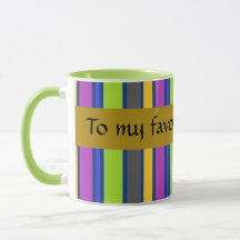 "Till min favoritgeléböna" randig kaffekopp