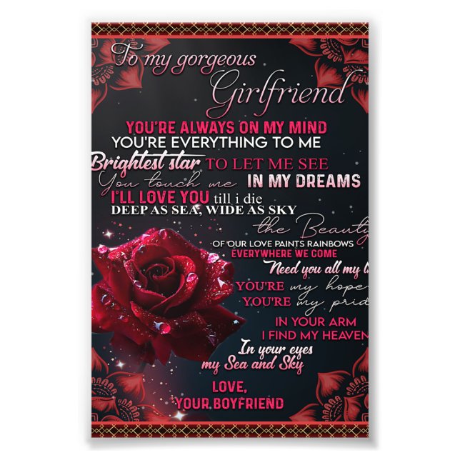Till min flickvän Birthday Gift, ett par Kärlek Gi Fototryck (Framsidan)