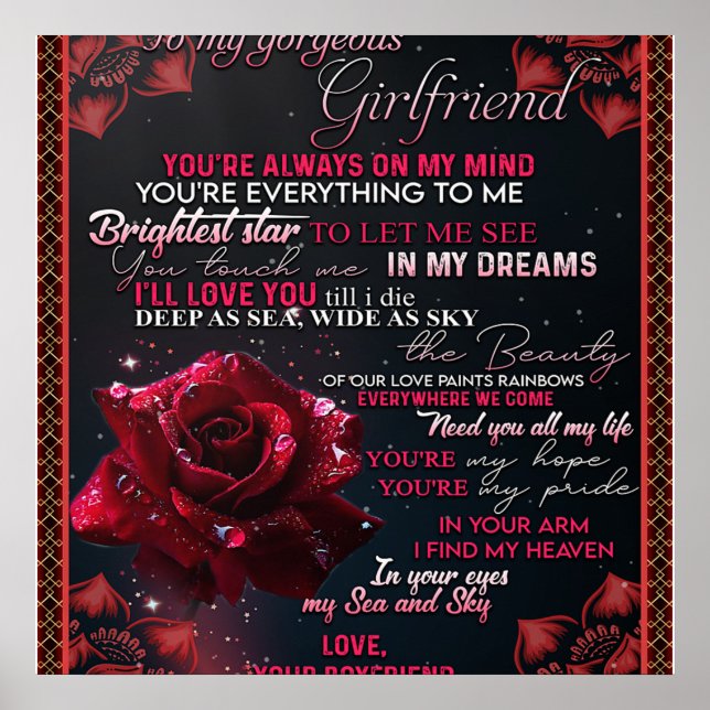 Till min flickvän Birthday Gift, ett par Kärlek Gi Poster (Framsidan)