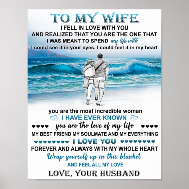 Till min fru Beach Gift, frun Birthday, lite Kärle Poster (Framsidan)