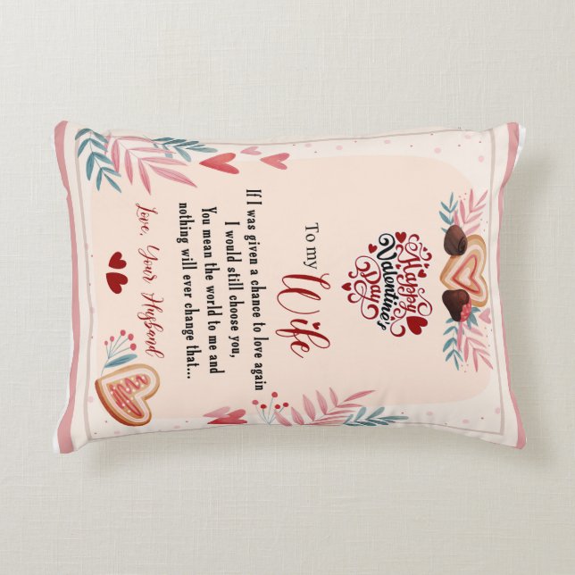 Till min fru Blommig valentinpresent från maken Prydnadskudde (Framsidan)