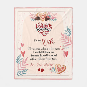 Till min fru Blommigt Valentine Gift from Husband Fleecefilt