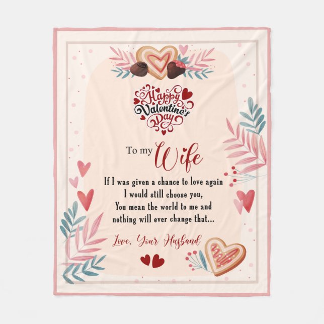 Till min fru Blommigt Valentine Gift from Husband Fleecefilt (Framsidan)