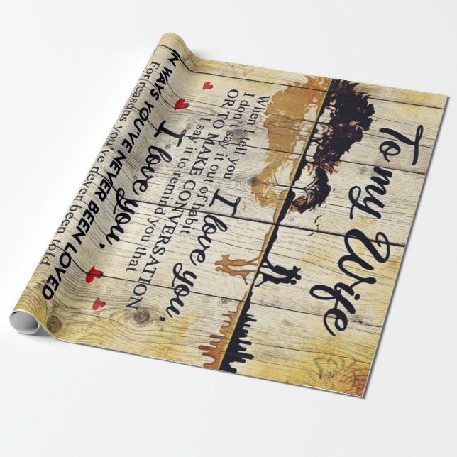 Till min fru Gift | Brev till min Make | Presentpapper (Utrullad)