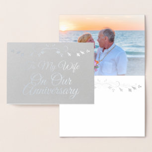 Till min fru på vårt årsjubileum Silver Foil Card Folierat Kort