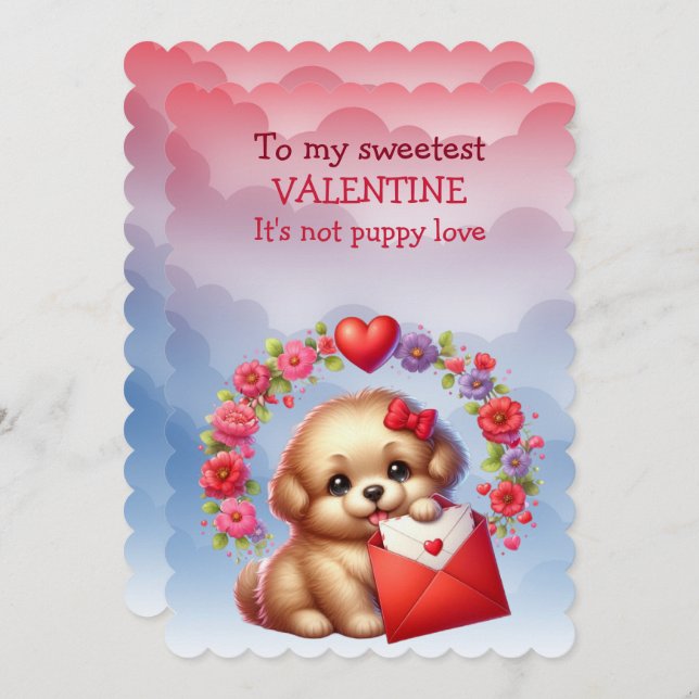 Till min gode Valentine Puppy Kärlek Julkort (Fram/baksida)