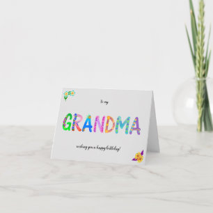 Till min GRANDMA Blommigt Bohemian Grattis på föde Kort
