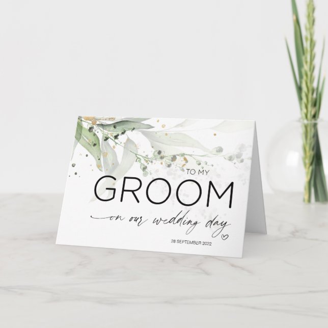 Till min Groom Bröllop-gåva från Bride Eucalyptus Kort (Framsida)