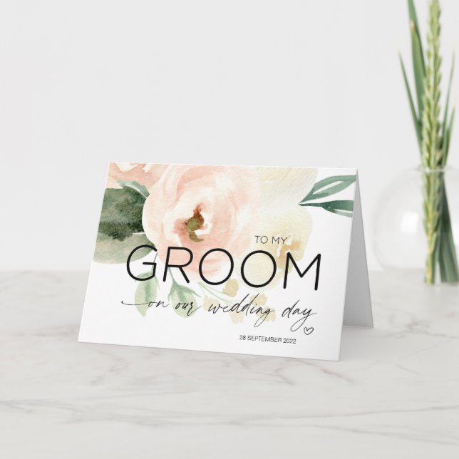 Till min Groom Bröllop Gift Bride Rosa Blommigt Ma Kort (Framsida)