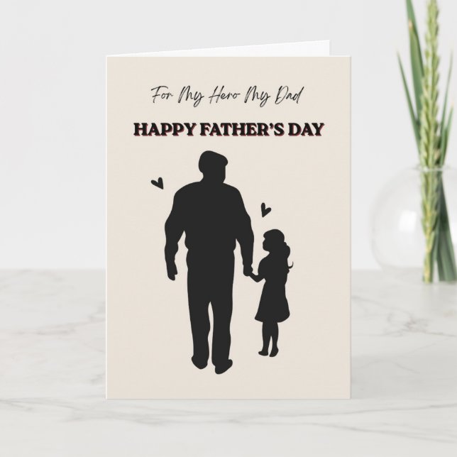 Till min hjälte, min pappa, glad fars dag kort (Framsida)