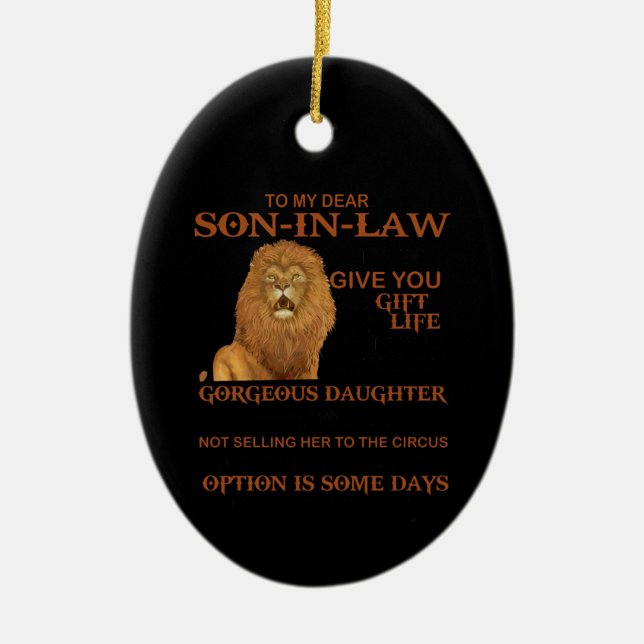 Till min kära svärson Ge, din vackra dotter Julgransprydnad Keramik (Framsidan)