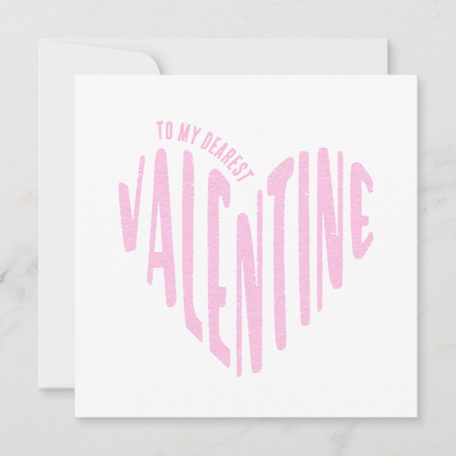 Till min kära Valentine Red Heart Ord Art Minimal Julkort (Framsida)