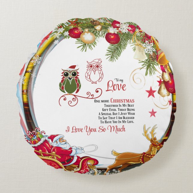 Till min Kärlek en jul till tillsammans Rund Kudde (Framsidan)