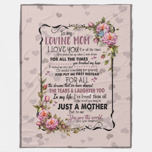 till min kärleksfulla mamma-filt från dotter fleecefilt (Framsidan)