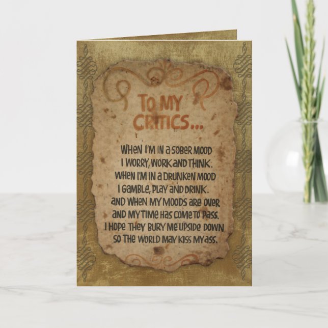 Till min kritiker: födelsedagskort kort (Framsida)